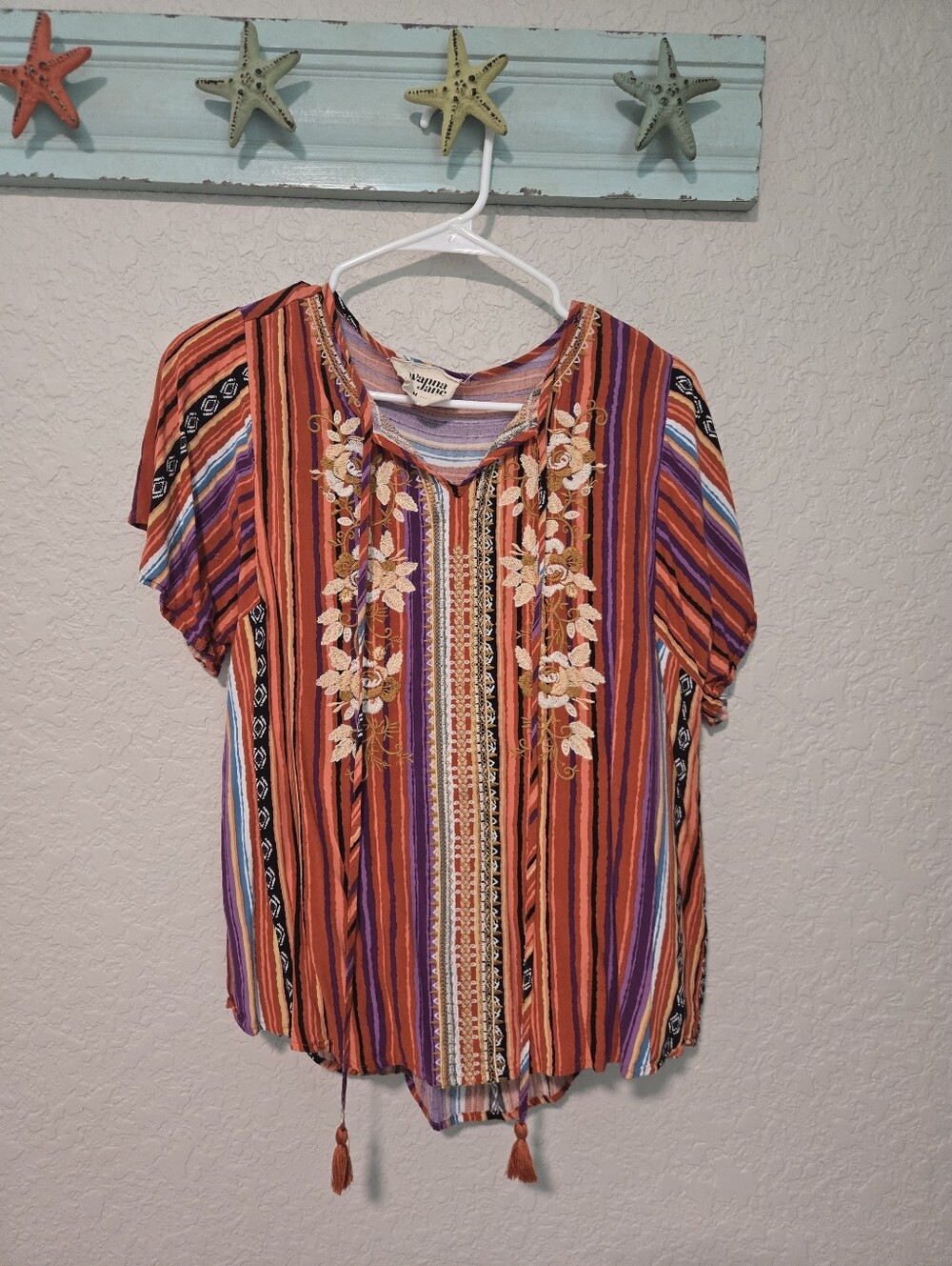 Savanna Jane Striped Embroidered Blouse